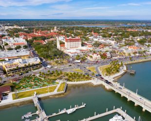 Drone angle view of St. Augustine Florida.