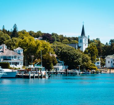 harbor view of Mackinac Island from Lake Huron